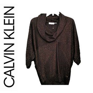 🌸 CALVIN KLEIN METALLIC THREADED COWL NECK SWEATER